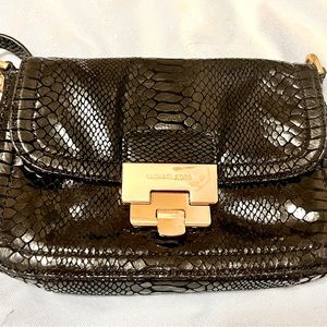 Michael Kors black embossed leather python cross body bag